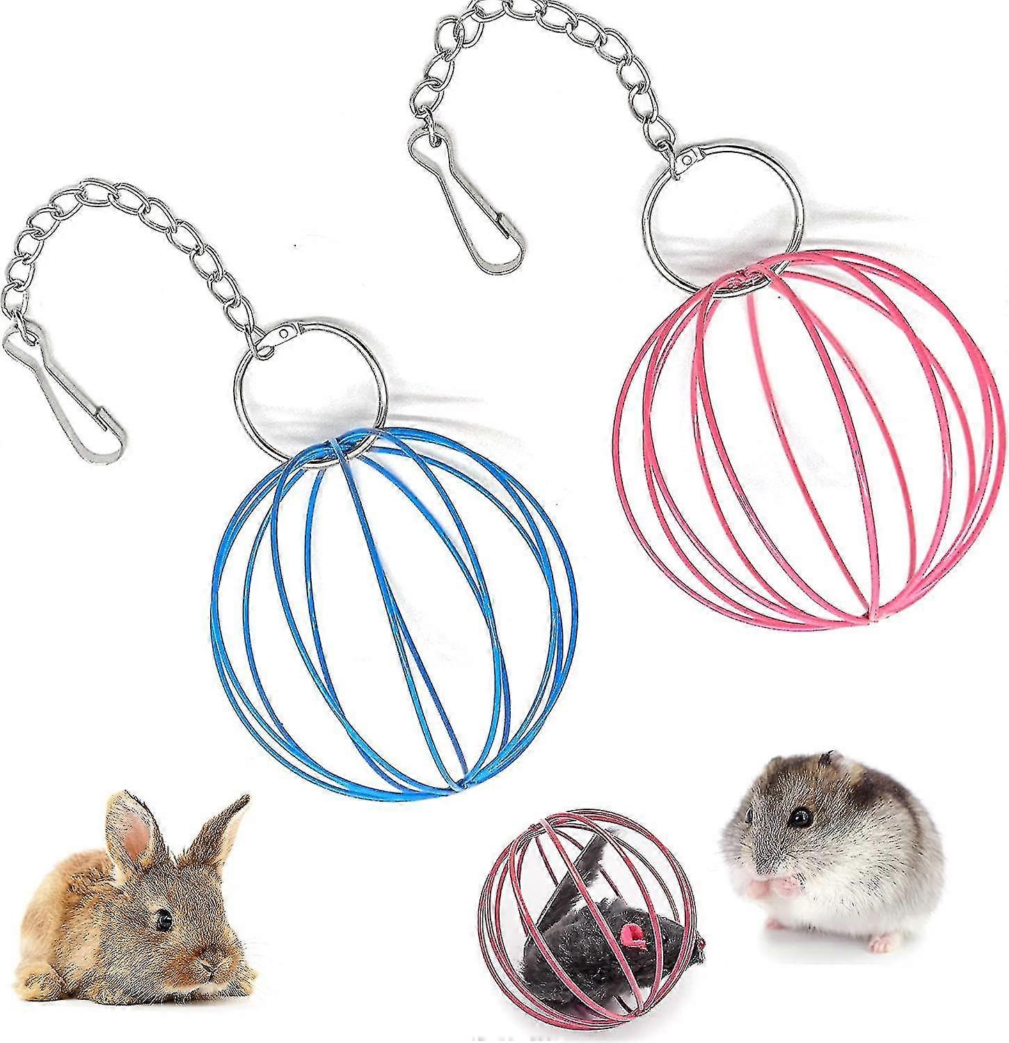 Hay Dispenser Rabbit Feeder Hutch Accessorypink Blue-2pcs