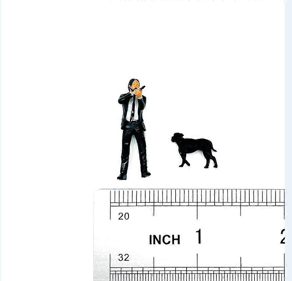 1/64 Scale Model John Wick with gun And Dog Cast Alloy Car Static Figures Diorama Miniature Scene Collection for layoutMotor Vehicle Frame & Body Part