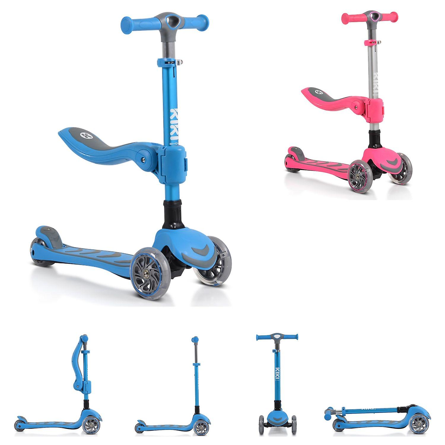 Byox Kinderroller Kiki 2 in 1, Höhe einstellbar, 4 blinkende PU-Räder, klappbar