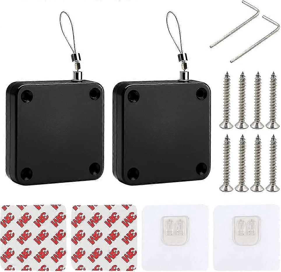 Automatisk dörrstängare, 2 stycken 1200g automatisk dörrstängare, stansfri dörrstängare med dragsko, fjäderbelastad dörrstängare, sensordörrstängare