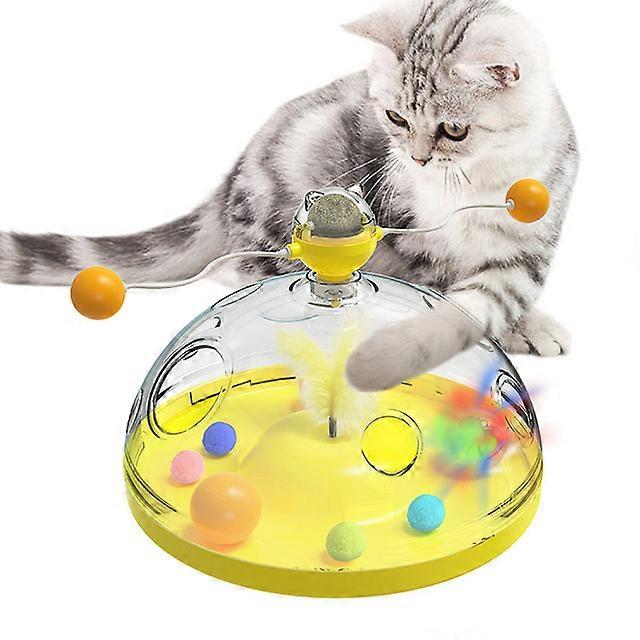 Interactive tower cat toy turntable ball toy cat kitten teasing puzzle treasure chest toy pet training supplies accessories