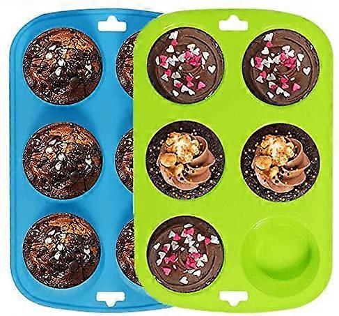 Sett med 2 store non-stick silikon 6 muffinsformer