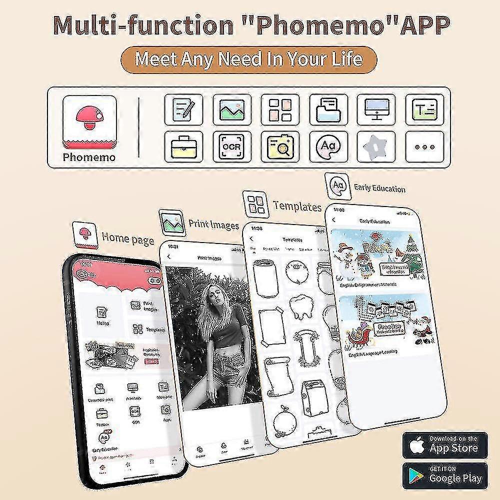 Phomemo T02 Mini Printer Portable Printer Thermal Printing Sticker Wireless Inkless Pocket Printer Self-adhesive Label Printer