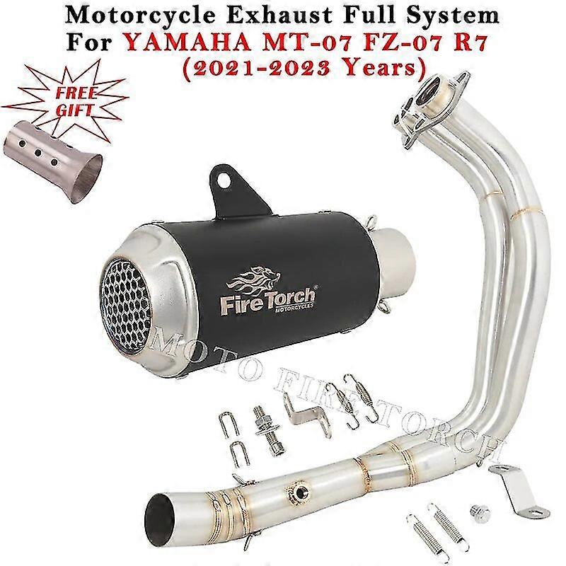 Exquisite exhaust pipeMotorcycle Exhaust Escape Full System Modified Muffler With Front Link Pipe For YAMAHA YZF MT07 FZ07 R7 MT FZ 07 2021 2022 2023