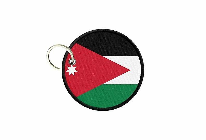 Keychain keys Jordanian flag printed round round roundcarde
