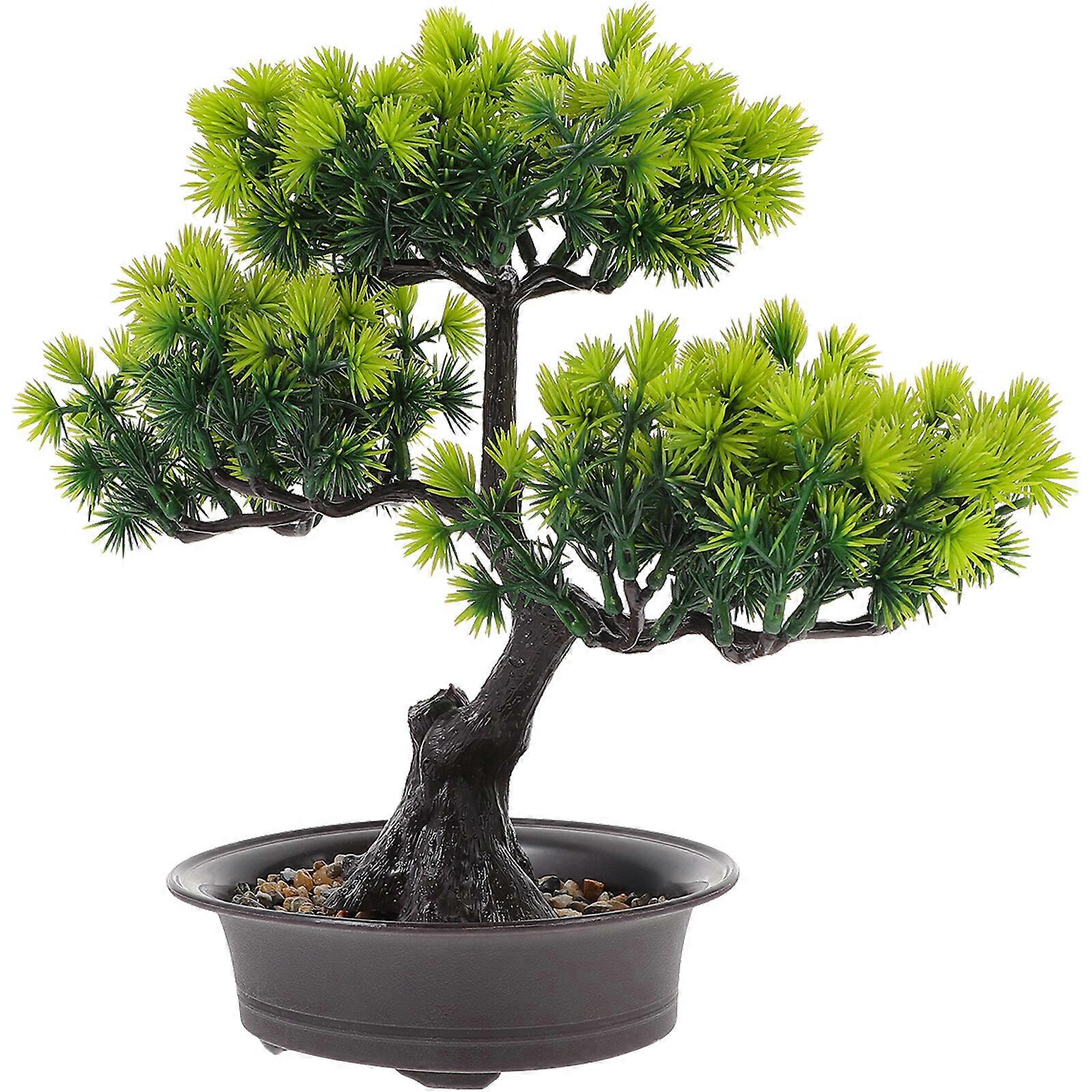 Lifelike Potted Artificial Pine Tree Tabletop Simulation Welcoming Pine Tree Bonsai Decor