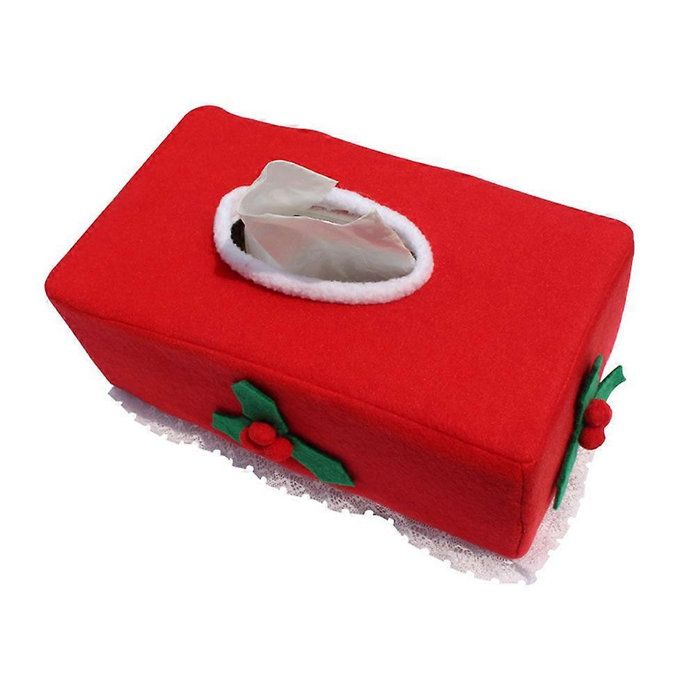 Christmas Fruit Style Felt Tissue Box Case Holder (Red)