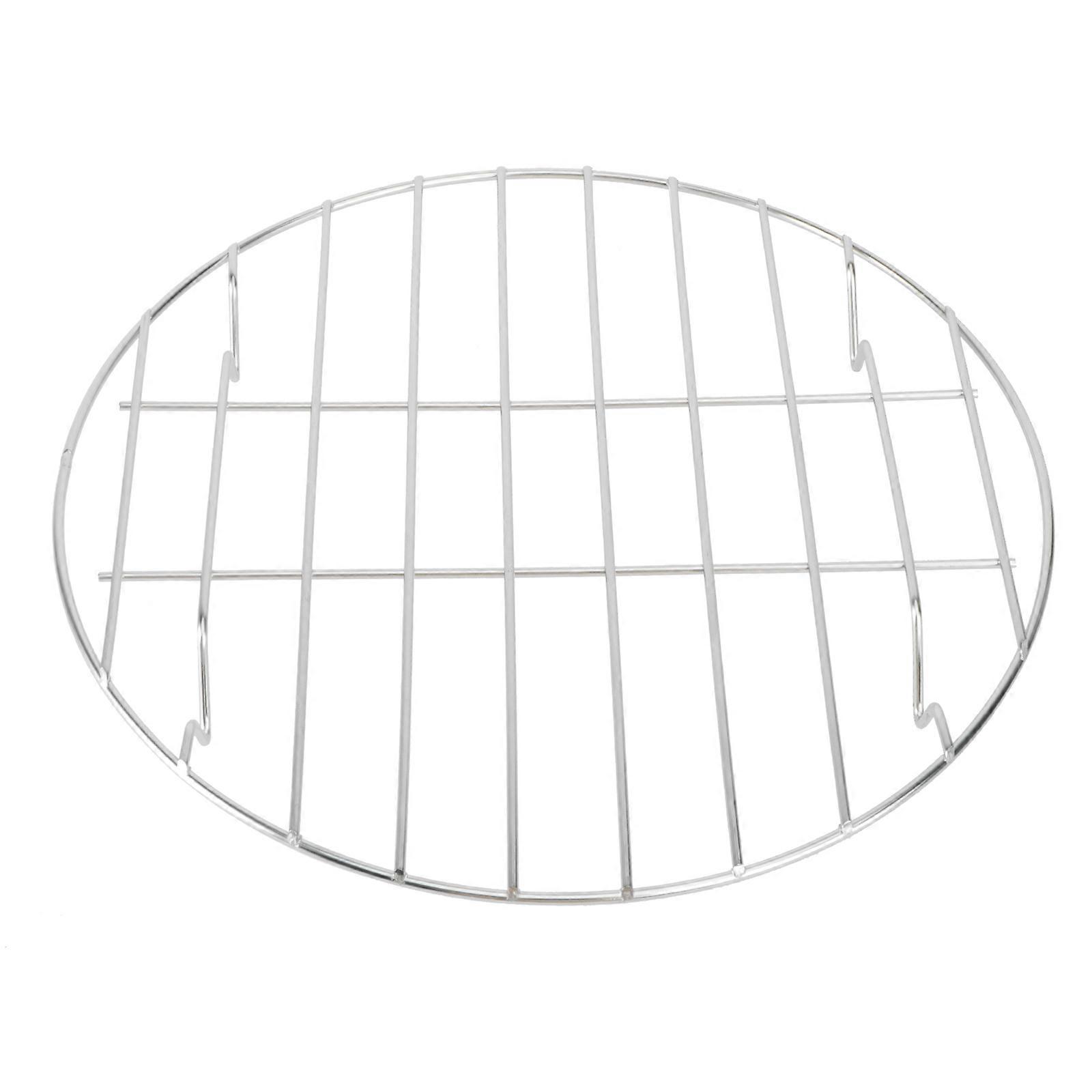 Stainless Steel Meat Net Grilling Rack Round Portable Fish Vegetable Roast Rack Pizza Baking Rack - 24.5cm (Without Black Baking Tray)