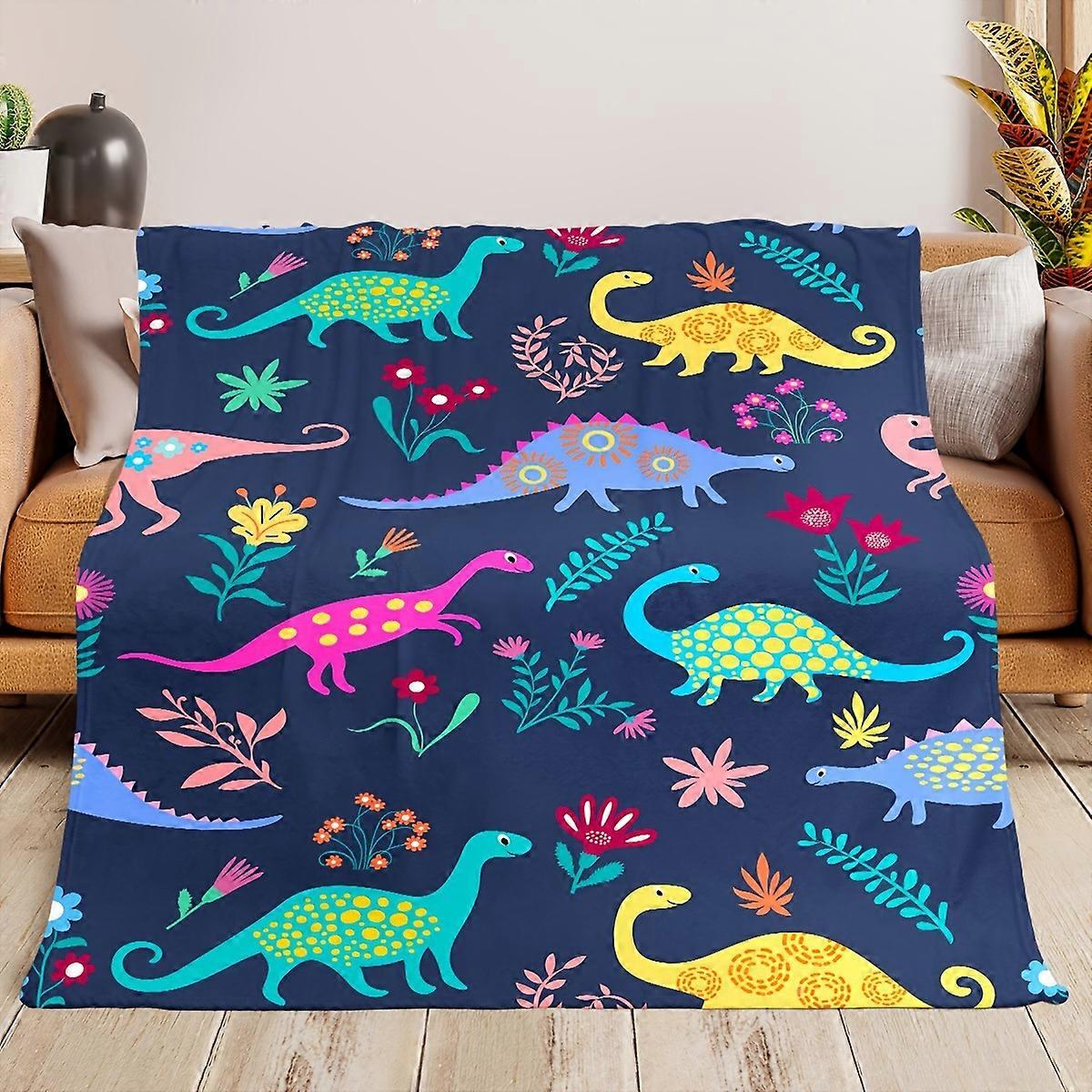 Cartoon dinosaur print blanket warm and comfortable soft blanket suitable for sofa bed sofa office camping Design 145