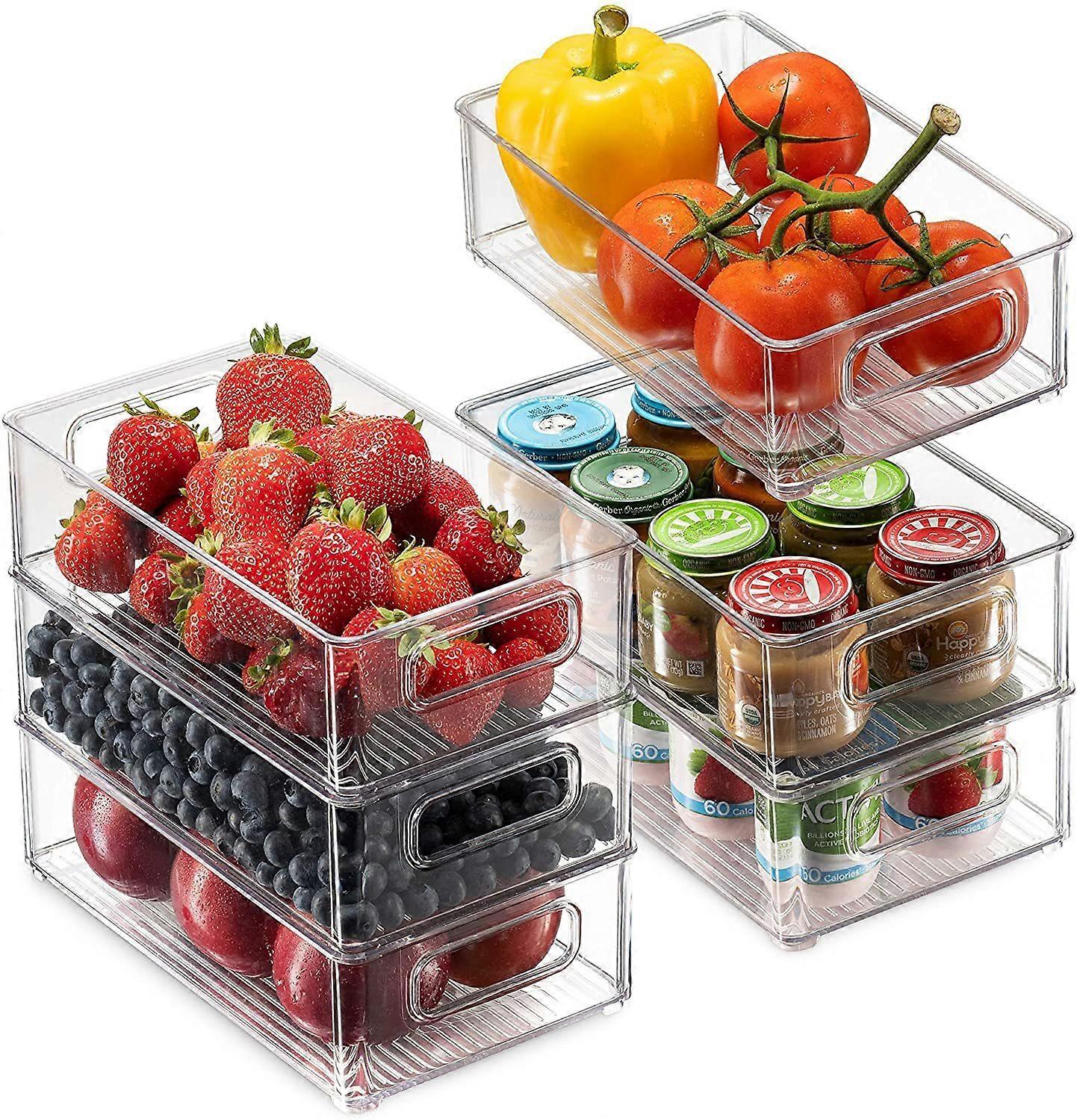 Fridge Drawer Organizer 6 Pack Multipurpose Large Capacity Compartment Storage Box