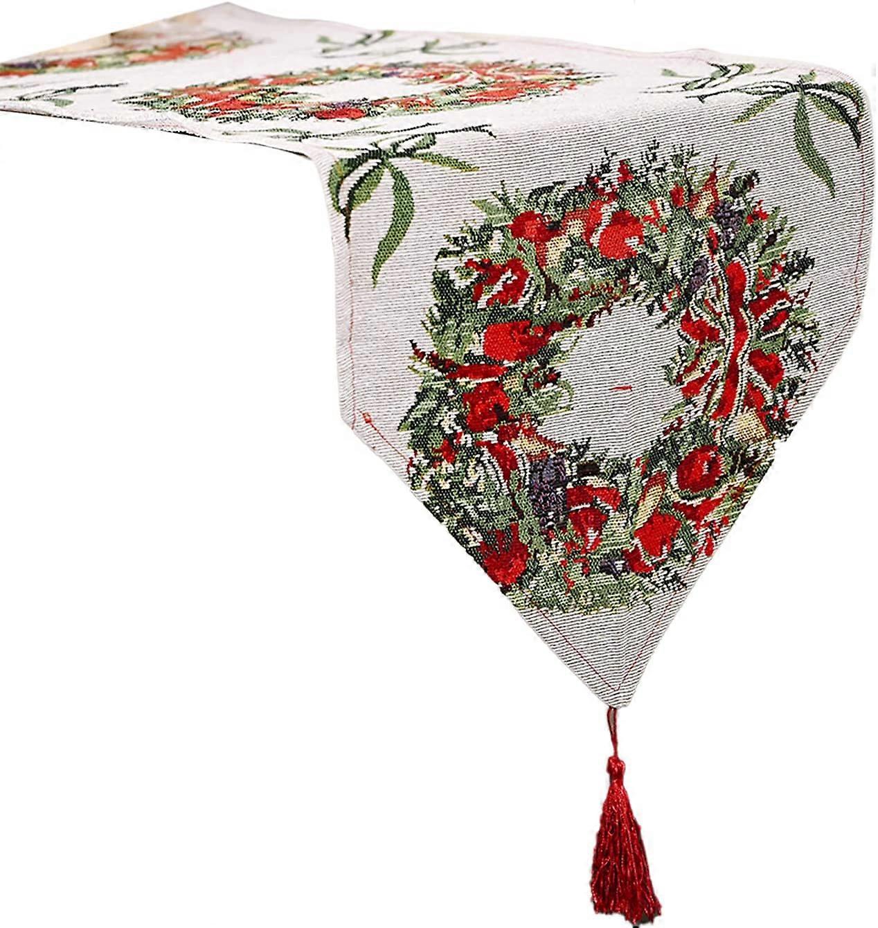 Julebordløper, vaskbar duk i bomulls- og lin, julemiddagsbord