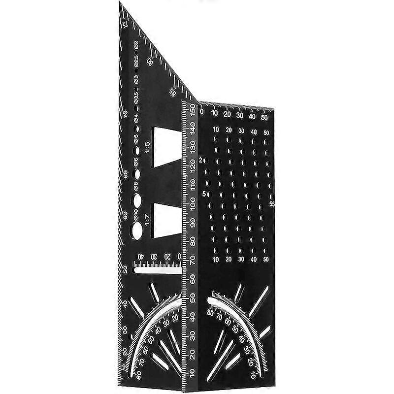 3D Carpenter Square, Angle Ruler Aluminum Alloy 45 90 Degree Miter Woodworking Measuring Ruler Beams Tubes Three Dimensional for Decorative, Black Squ