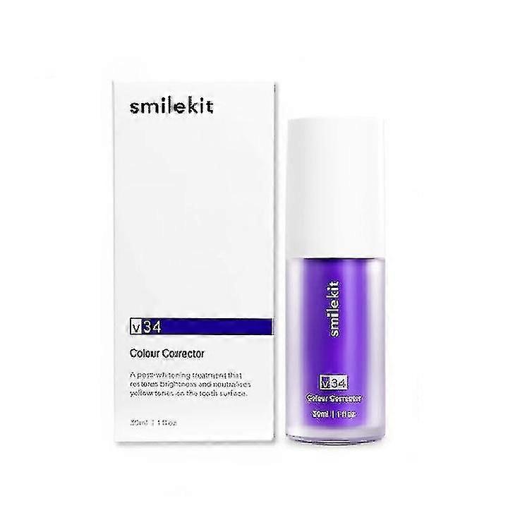2pcs Smilekit Solution de correction de blanchiment des dents V34 Purple Bottled Press-type Correction Solution de correction