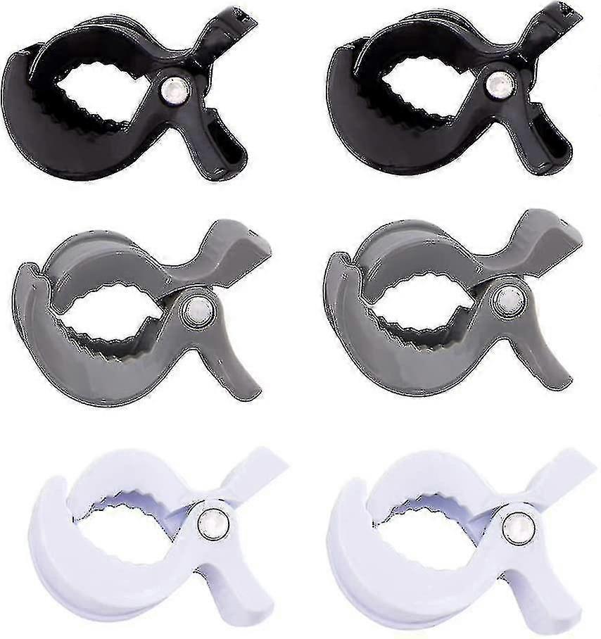 Universal Stroller Clip Toy Holder (negro&gris&blanco) 6 Piezas