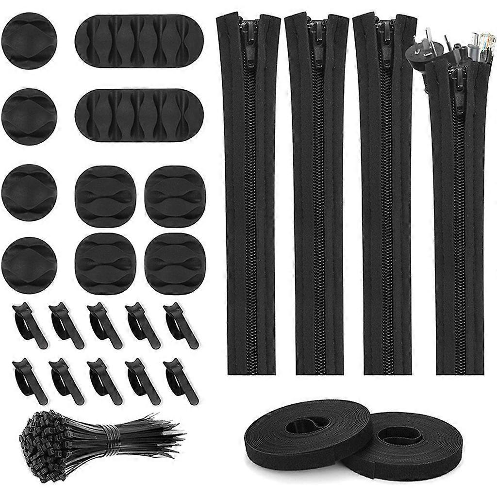 Cable Organizer Set Split Cable Sleeves Self Adhesive Cable Clips,Cable Tie