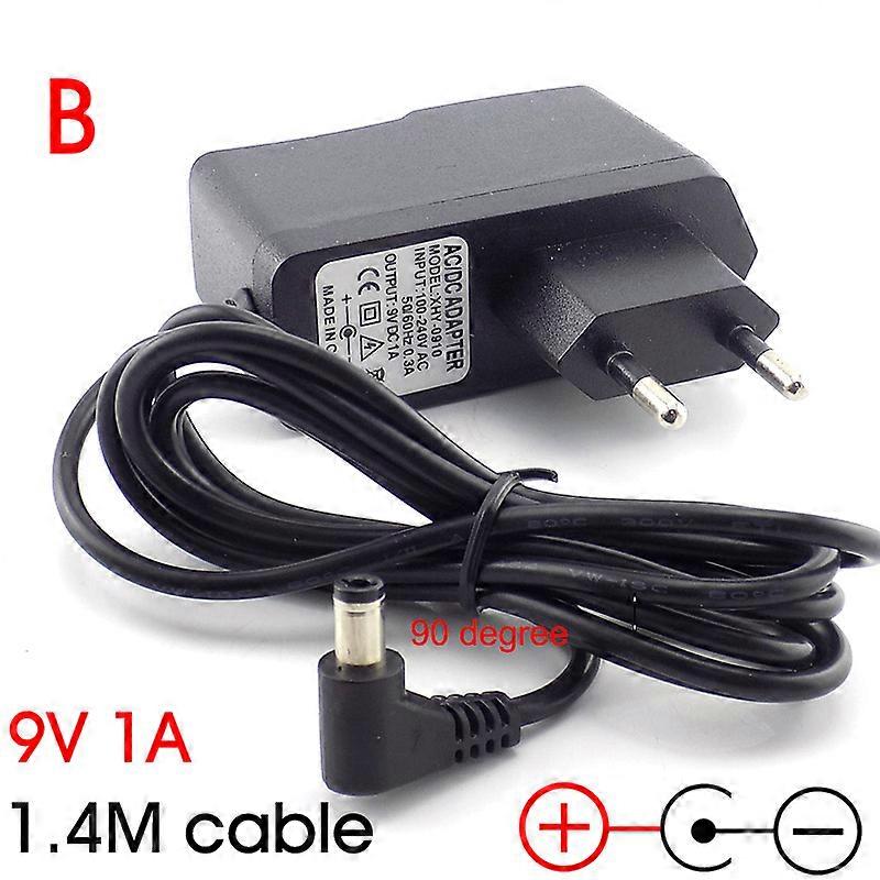 AC DC 9V 1A 1000ma Power adapter supply EU plug reverse polarity charger adaptor AC 100V-240V Converter Negative Inside switch
