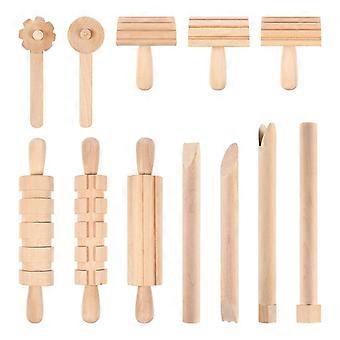 Clay Tools Pottery for Kids Shaping Set Sculpting Roller Air-dried Kit Carving Wood Wooden Modeling