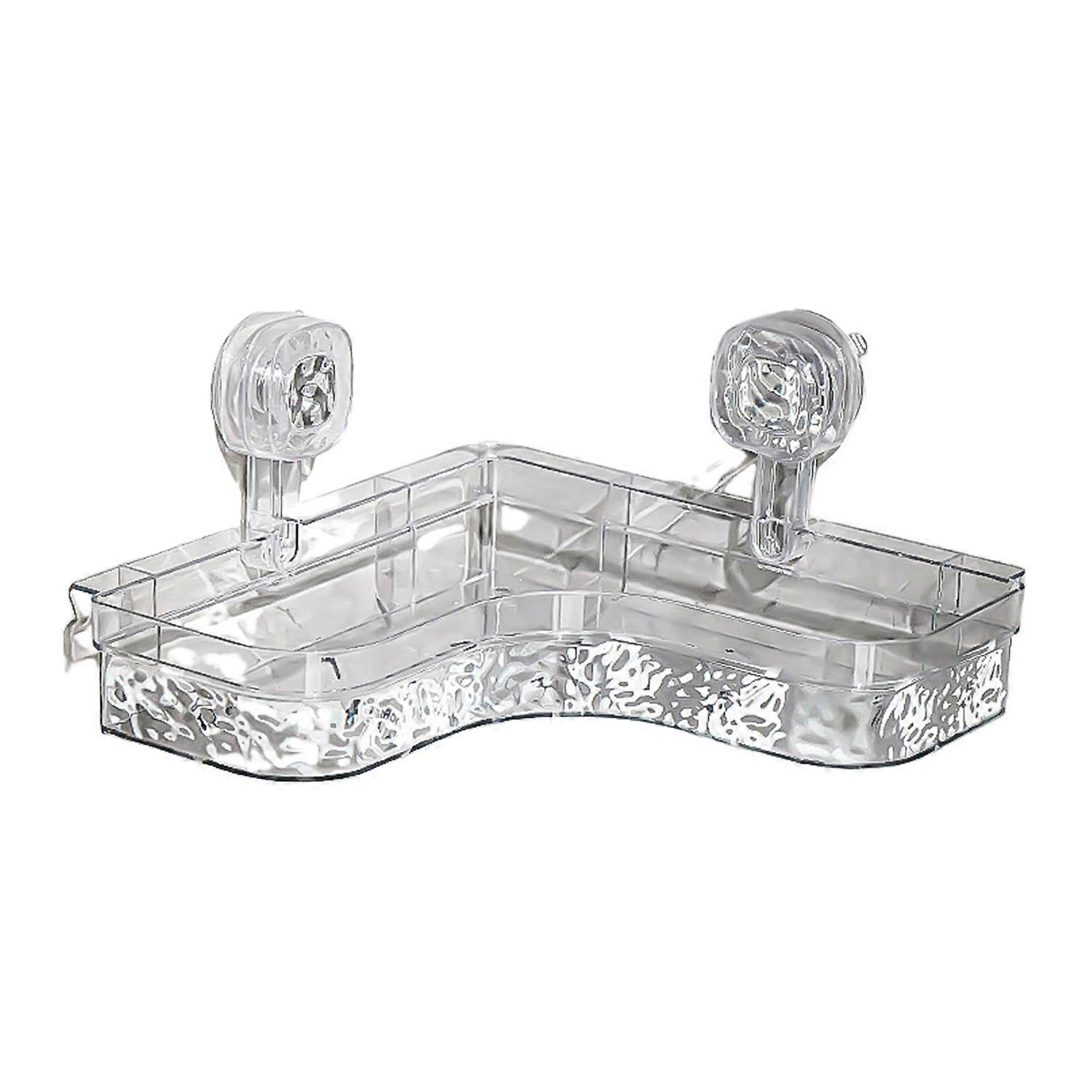 No-Drill Clear Wall Caddy Storage Rack with Suction Cup Triangular Compartments Strong Load-bearing