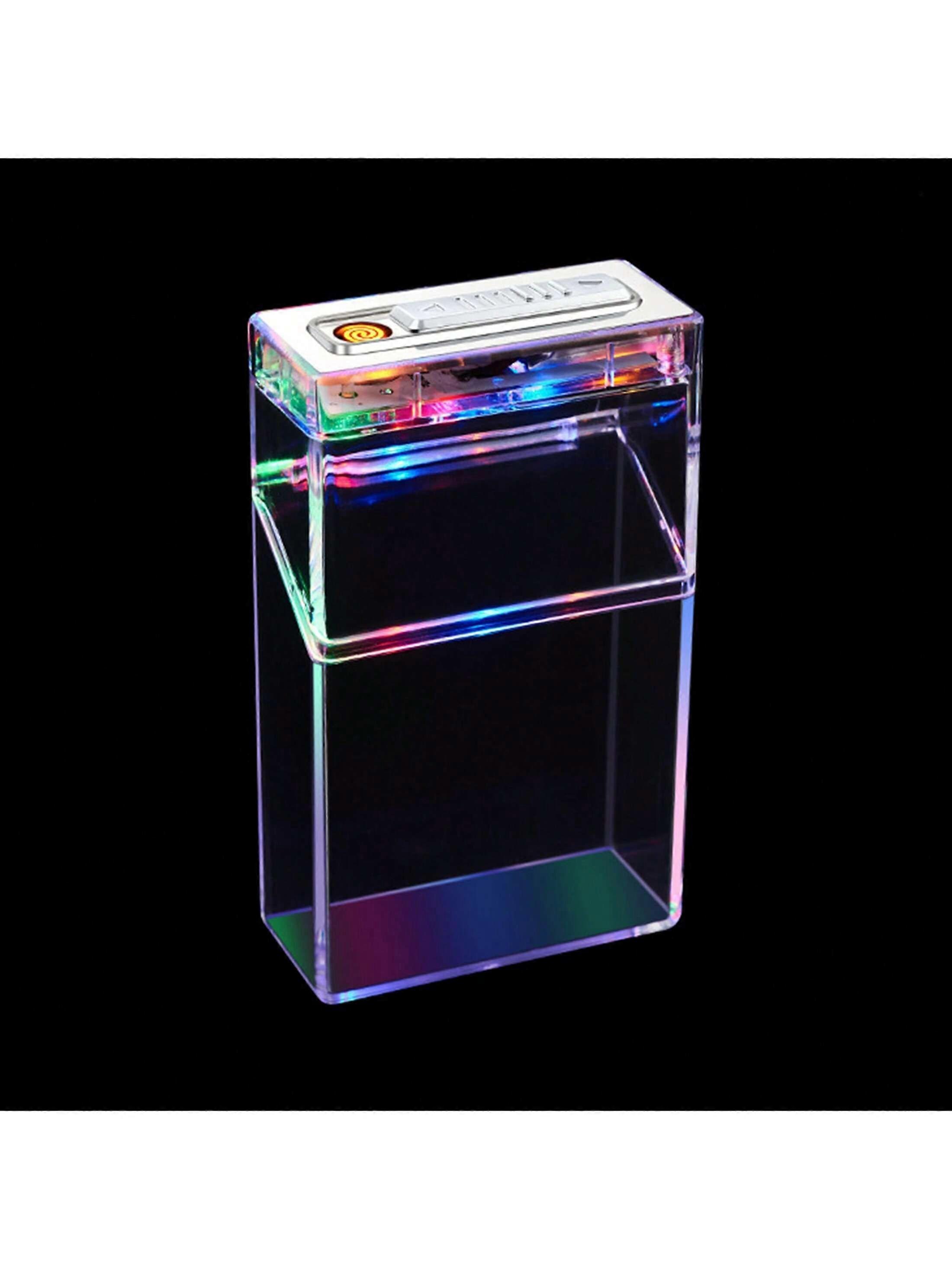 1 قطعة علبة سجائر خفيفة LED شفافة مع ولاعة USB ، ختم ومقاوم للرطوبة ، صندوق تخزين للسجائر الرجالية ، هدية صديقها ، غطاء