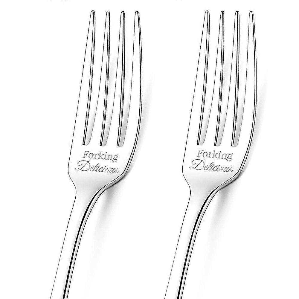 1 Set 2Pcs 304 Stainless Steel Fork Word with 1Pc Coated Paper Cutlery Storage Box Word 200x24mm