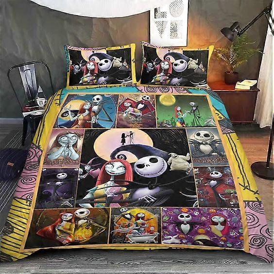 v1166 Lençóis Nightmare Before Christmas - Jack Skellington Conjunto de capa de edredom Conjunto de cama de 3 peças (1 capa de edredom + 2 fronhas) y1166