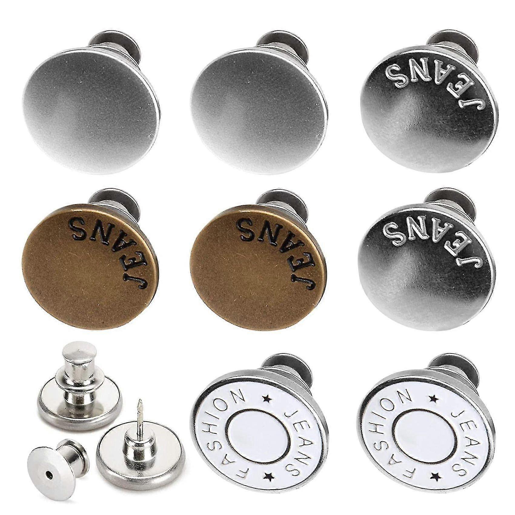 8 Sets Of Button Pin Jeans, Seamless Fit, Detachable Pants Button Pins, Instant Jeans Buttons