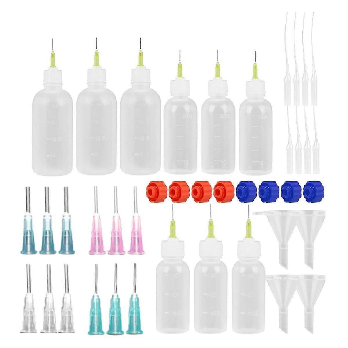 9Pcs Glue Applicator Bottles,30ml 50ml 100ml Squeezable Dropper Bottles with 20 Blunt Needle Tips,