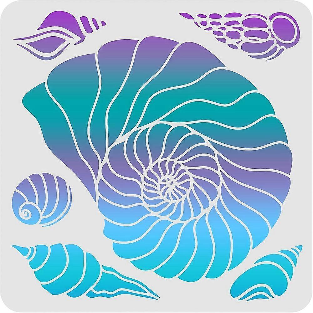 1pc Conch Stencil 30x30cm Conch Shell Stencil for Painting Reusable Conch Drawing Stencil Sea Creatures Stencil for Painting on Wood Tile Paper Fabric