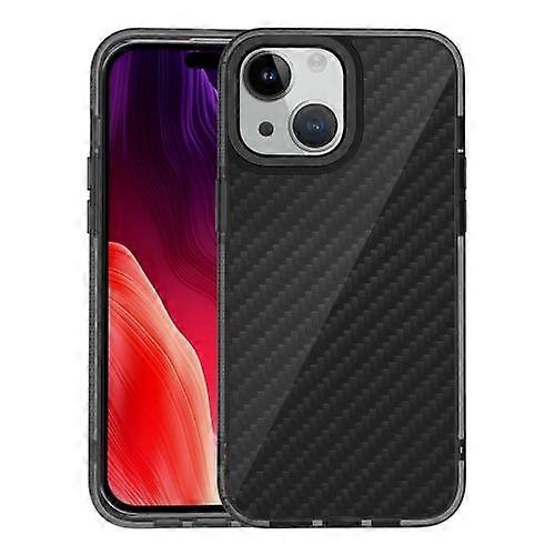 För iPhone 15 Armor Kolfiber TPU + PC-telefonfodral