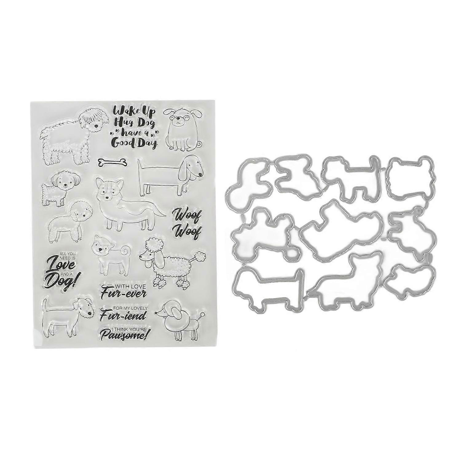 Clear Stamp Kit Unique Dog Sheep Design Transparent Stamp Embossing Cutting Die Set for DIY Scrapboo