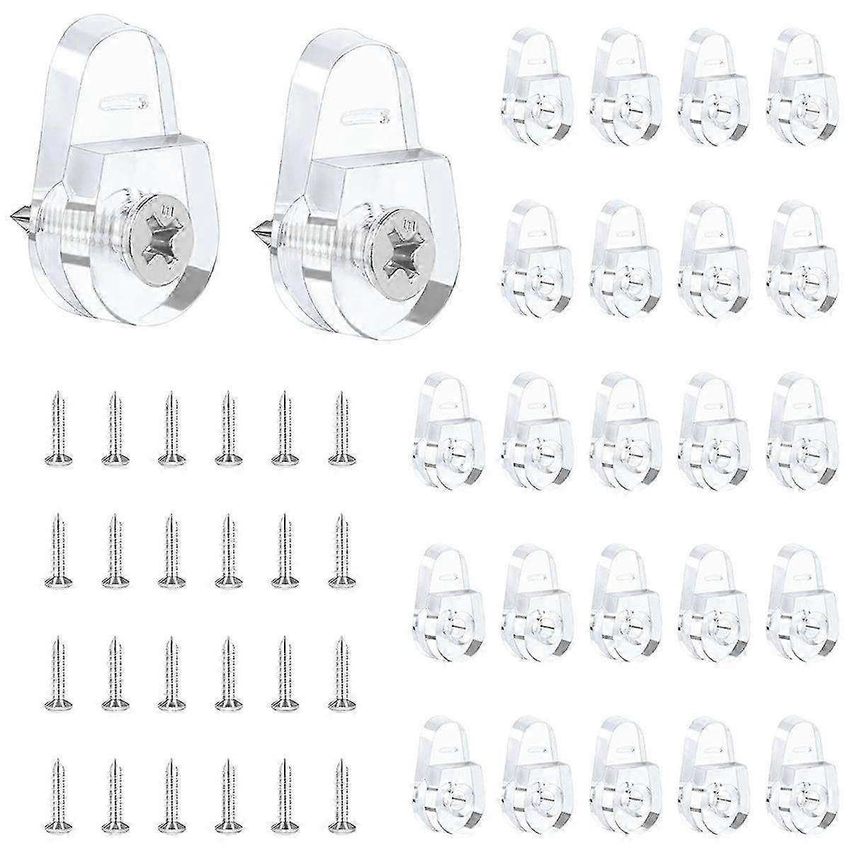25 Pack Mirror Mounting Clips Kit, Round Mirror Hangers for Wall Glass Retainer Clips Kit Clear Mir