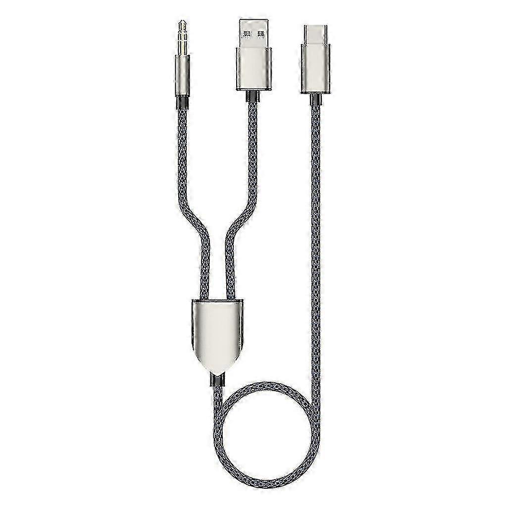 1 سبليت 2 من النوع C إلى USB A 3.5 مم كابل Aux ستيريو صوت هايفي لمكبرات صوت السيارة