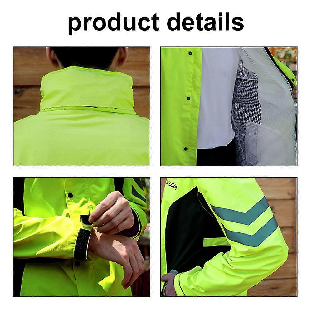Cycle Raincoat and Pants Set for Women Men Waterproof Lightweight Reflective Motorcycle Windbreaker Jackets Pants with Mask Caps Pocket MK4784