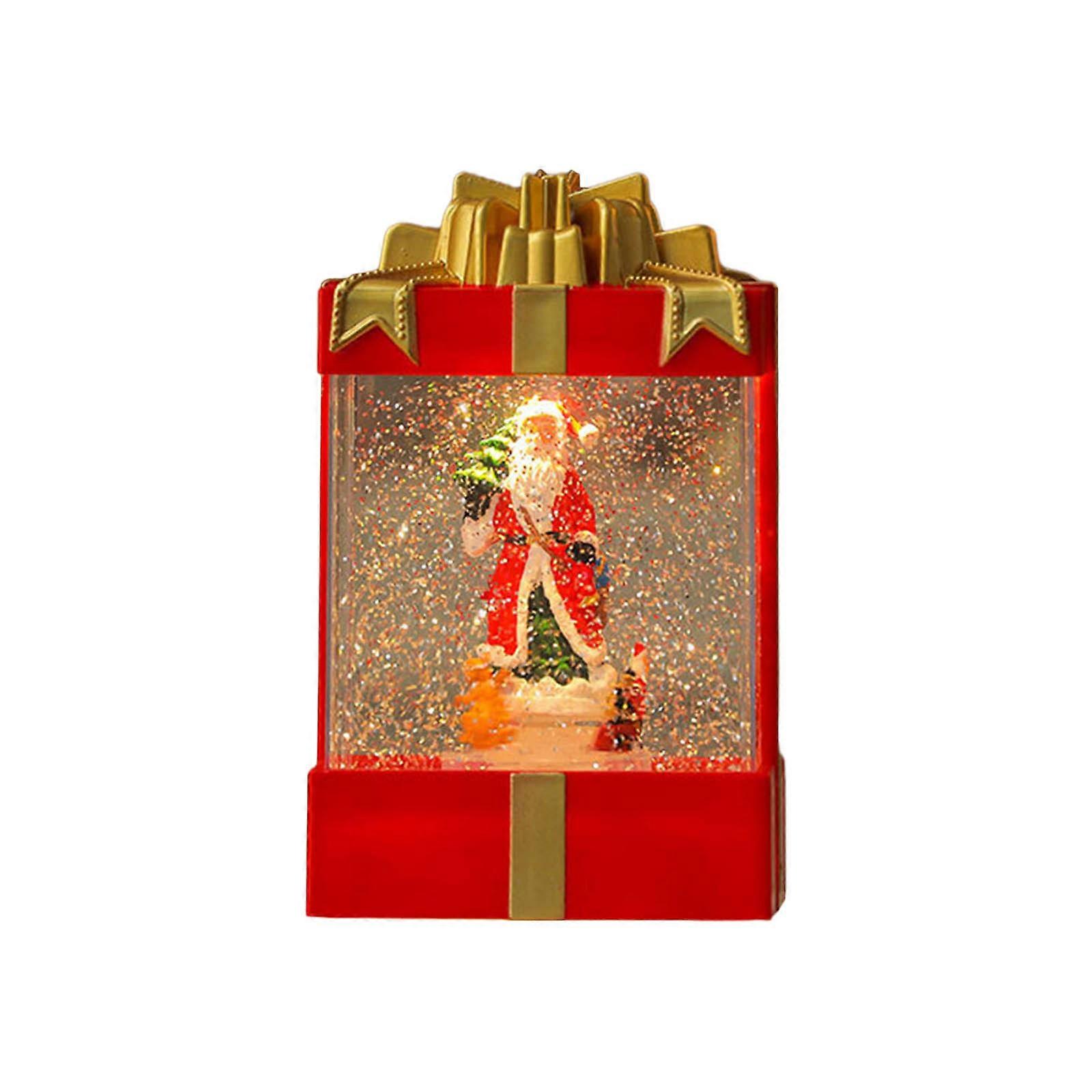 Christmas Snow Globe Lights Musical Christmas Snow Globe Light Box Shape with Gold Bow Kindergarten Christmas Decor