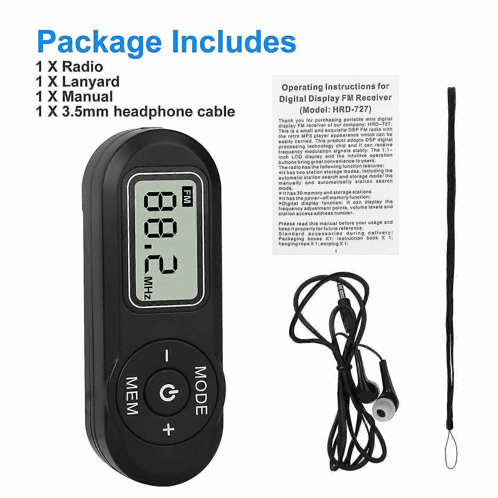 LCD Digital Display Portable FM Radio Stereo MP3 Player Receiver Battery Powered