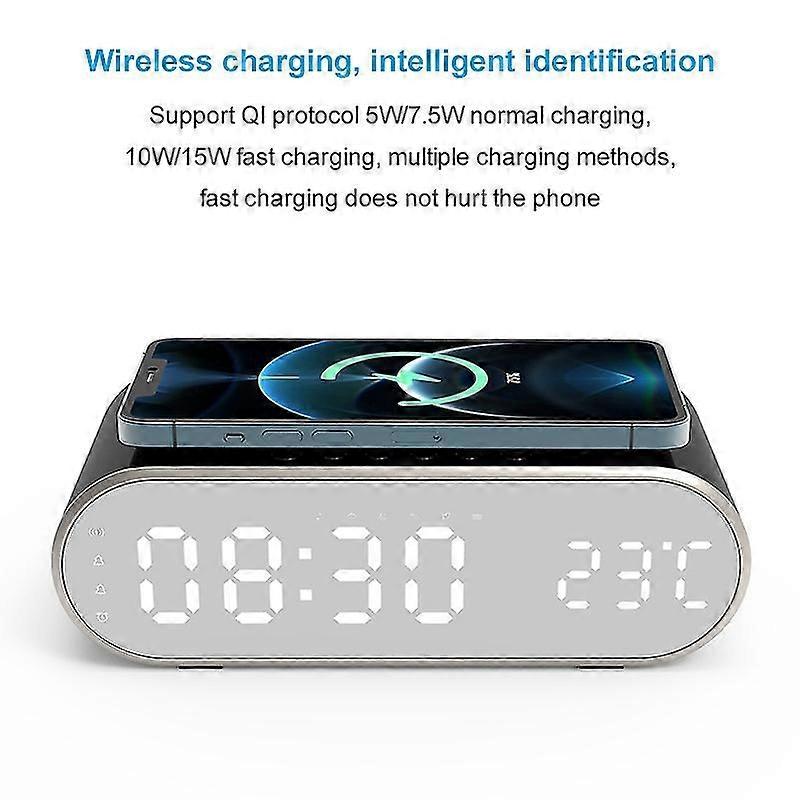cross-border e-commerce new clock wireless charging 15W thermometer wireless charging snooze clock