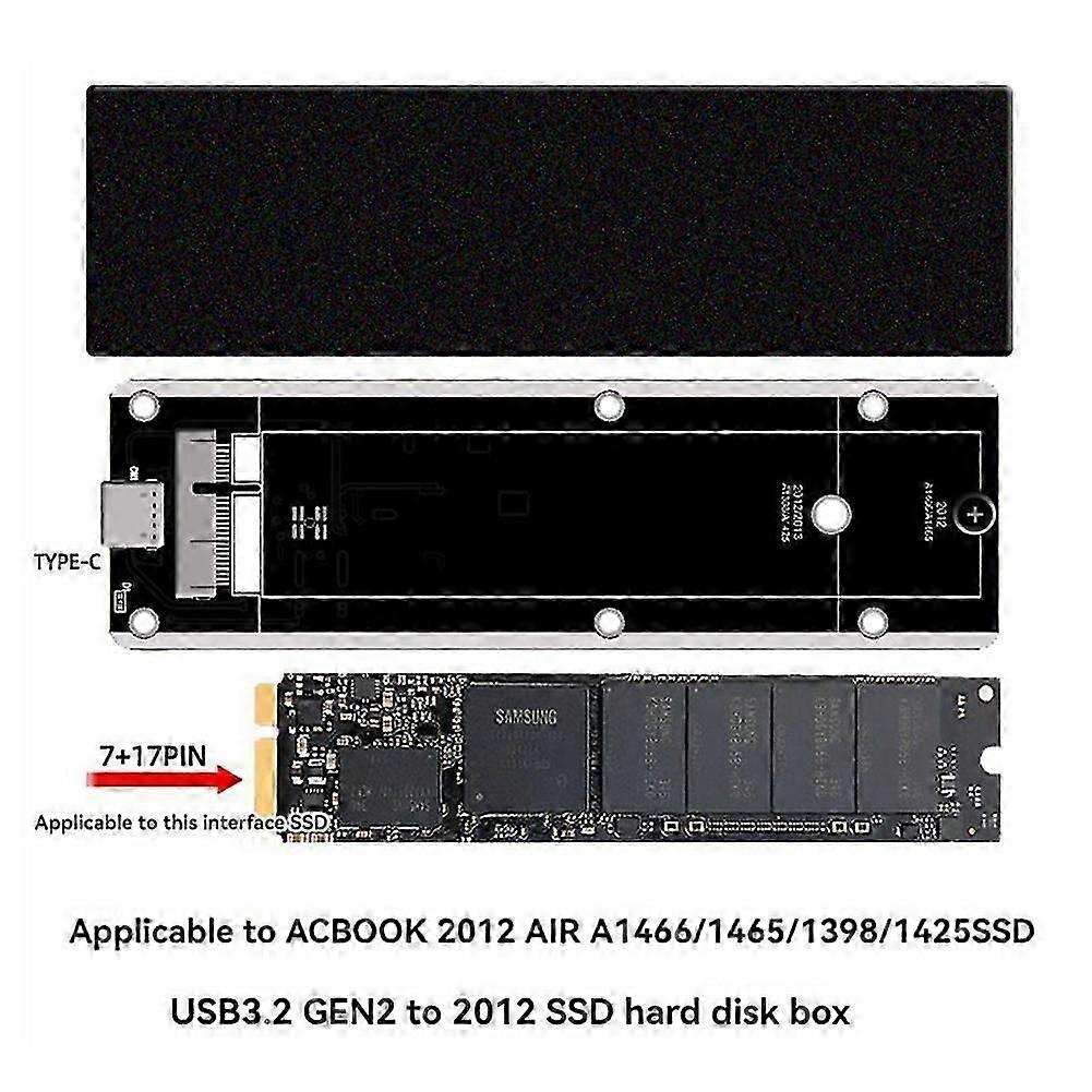 compatible con 2012 Air A1425 A1398 A1465 A1466 SSD Case USB3.2 GEN2 6Gbps M.2 SATA SSD Box SSD Enclosure A-C