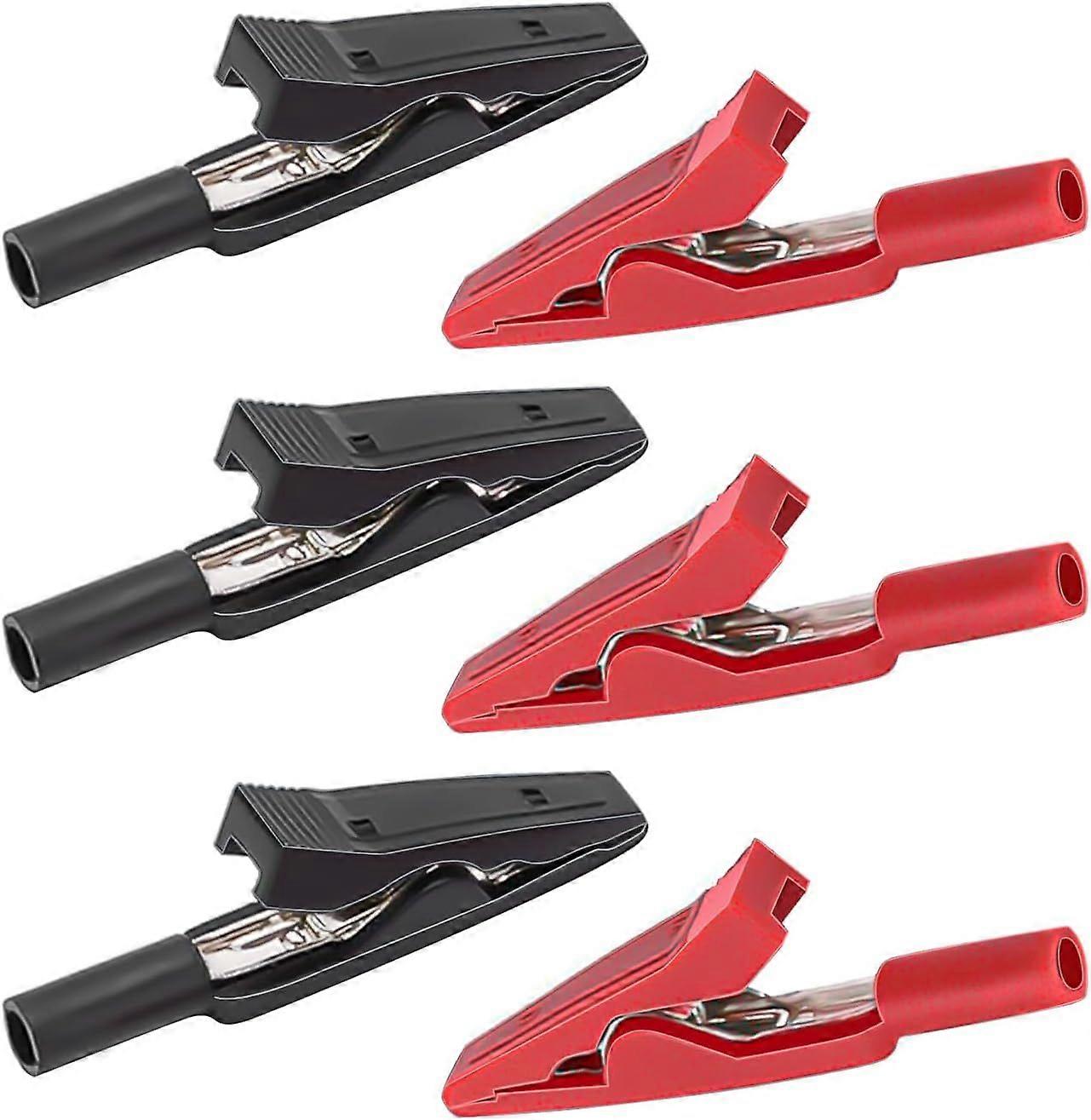Pack Alligator Clips Test, 41.5mm Crocodile Clip with Red and Black Plastic Hands, for Electrical Work