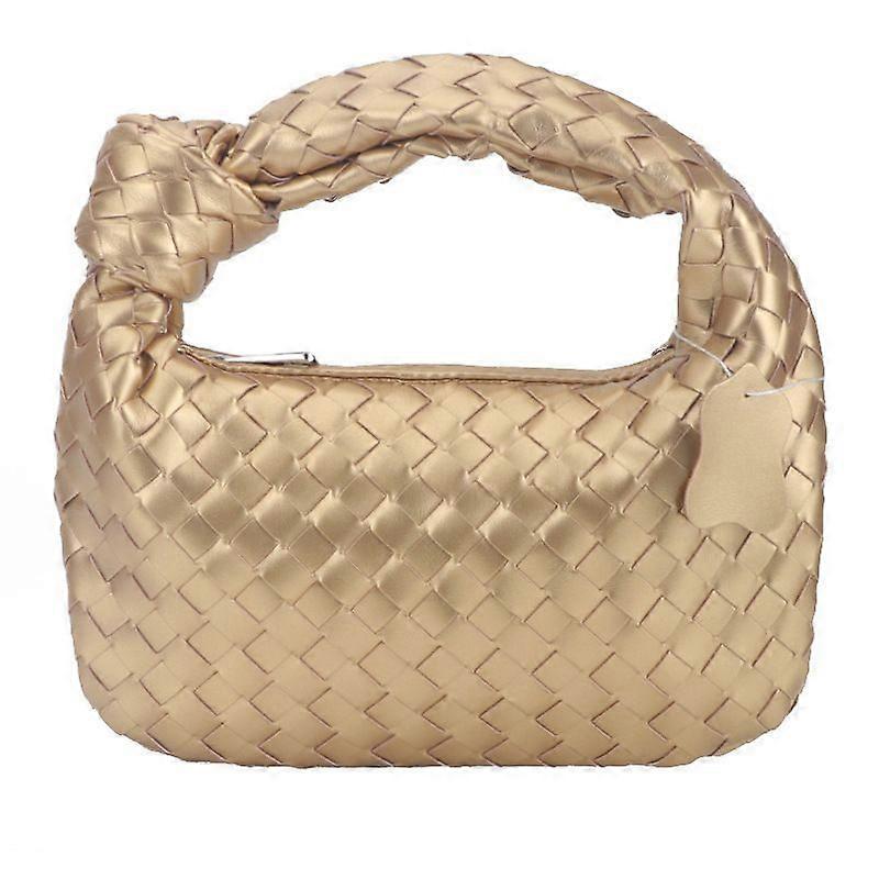Vävd Läder Hobe Dumpling Väska Middag Handväska För Kvinnor Handväska Hobo Väska Knuten Vävd Sommar Clutch Väska