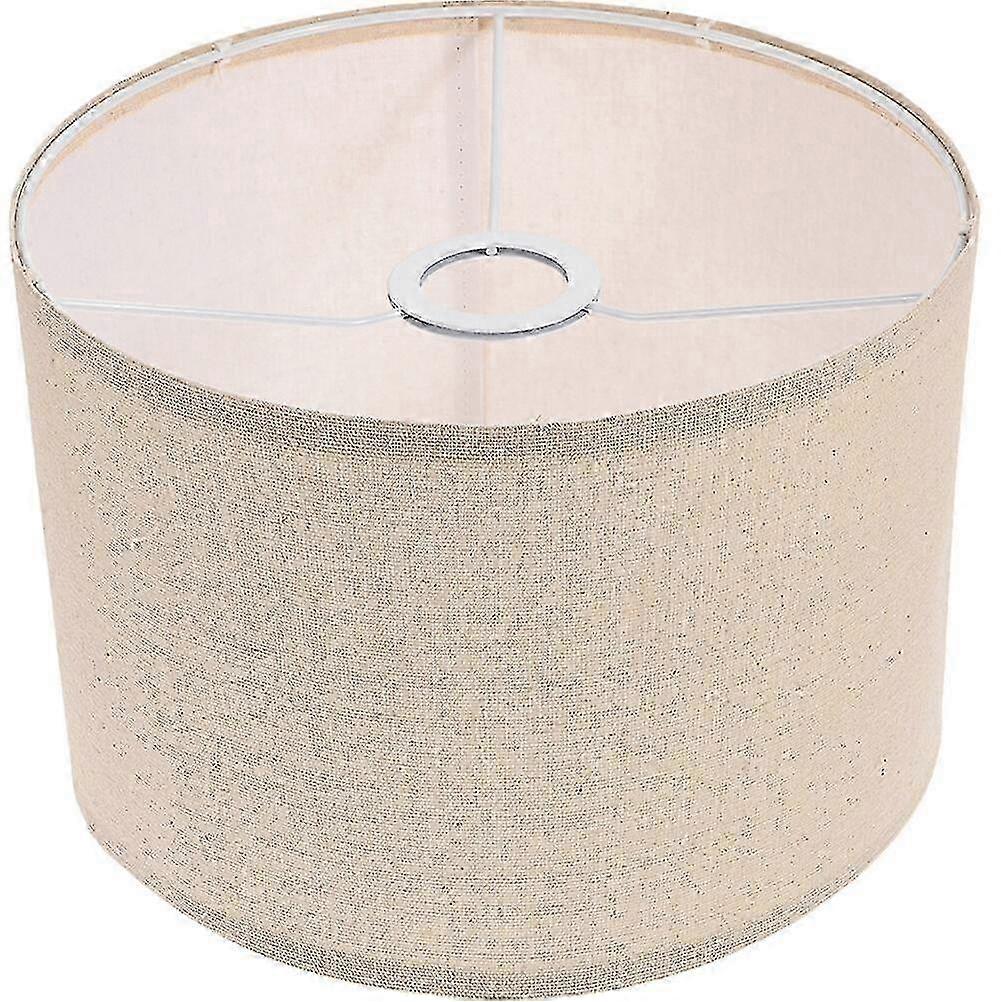Natural Linen Drum Lamp Shade Replacement for Table and Floor Lamps (Compatible with E27 Bulbs)
