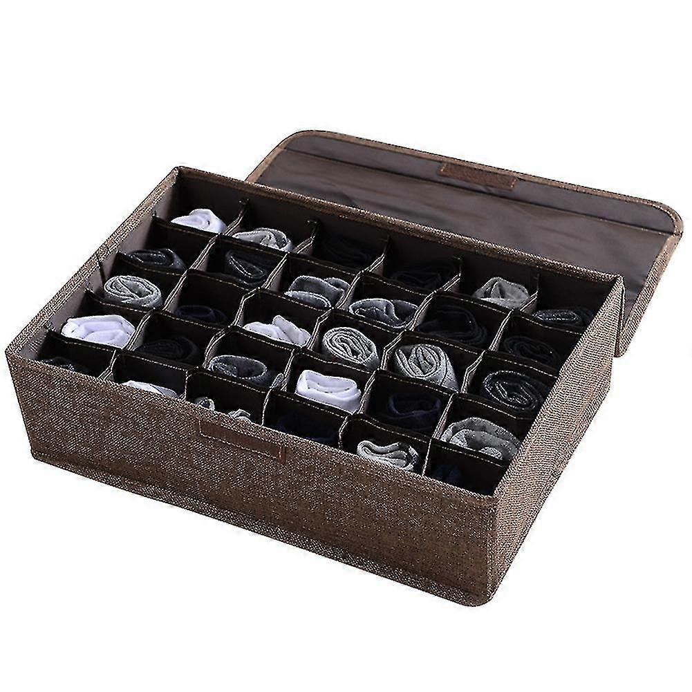 30 Grids Wardrobe Organizer Storage Box for Ties, Socks, Underwear with Lid P20250110400