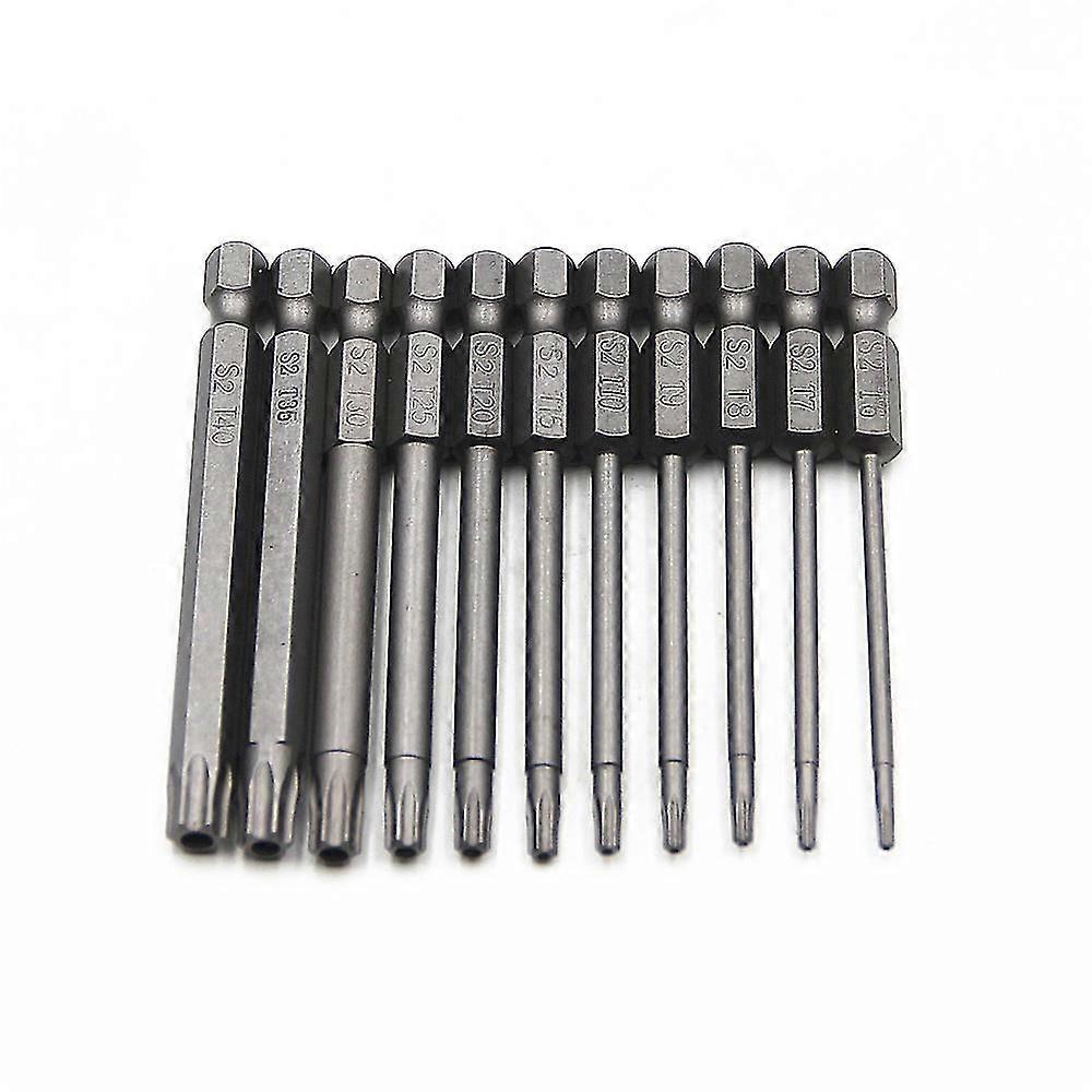 12pcs 1/4 INCH Hex Shank T5-T40 Torx Head Screwdriver Set Tamper Proof Security 6 Point Star Screwdriver Tools