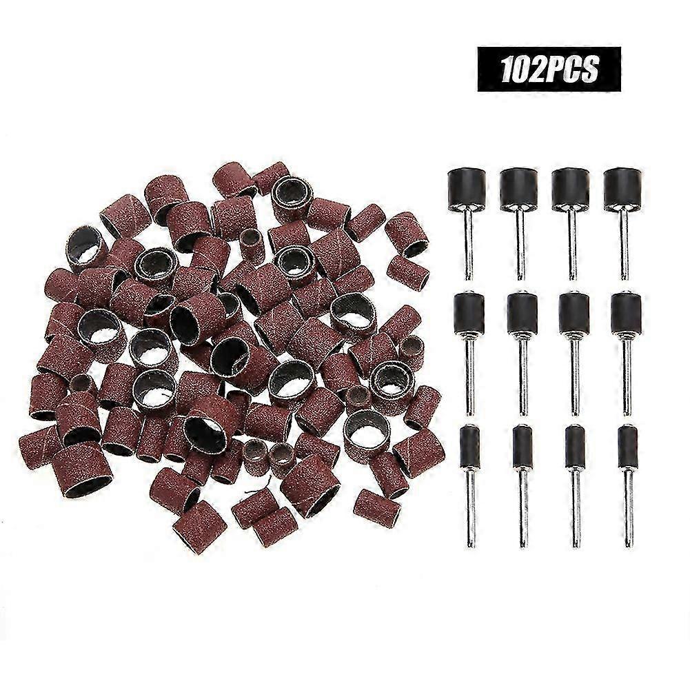 102Pcs Polishing Grinding Sanding Drum Kit Tool with Connecting Rods for Rotary Machine