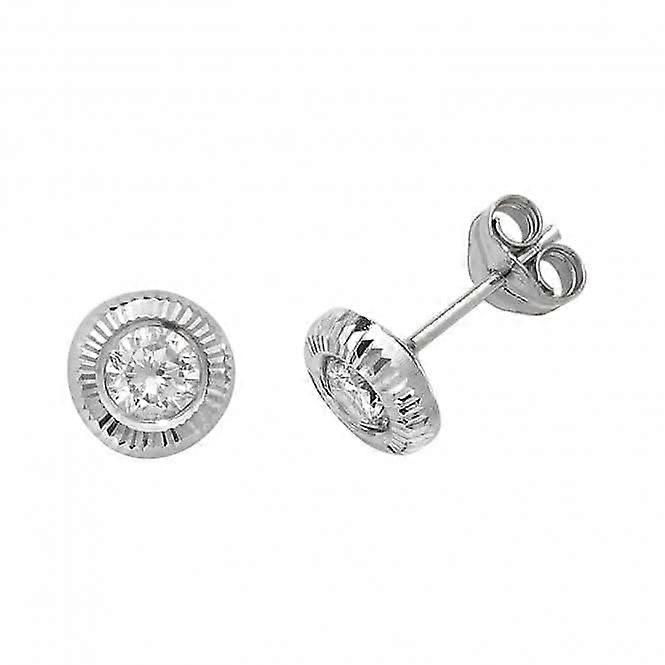 9ct White Gold Zirconia Stud Earrings ES396W