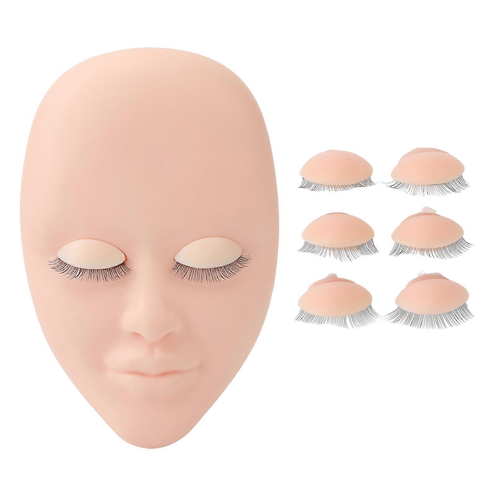 Eyelash Mannequin Makeup Lash Extension Training Practice Head with 3 Pairs Removable Eyelids Double Layer Lashes