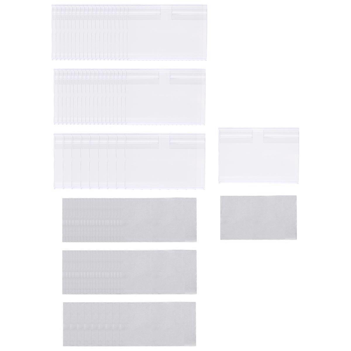 50Pcs Clear Plastic Label Holder Price Tag, for Storage Bins Labels