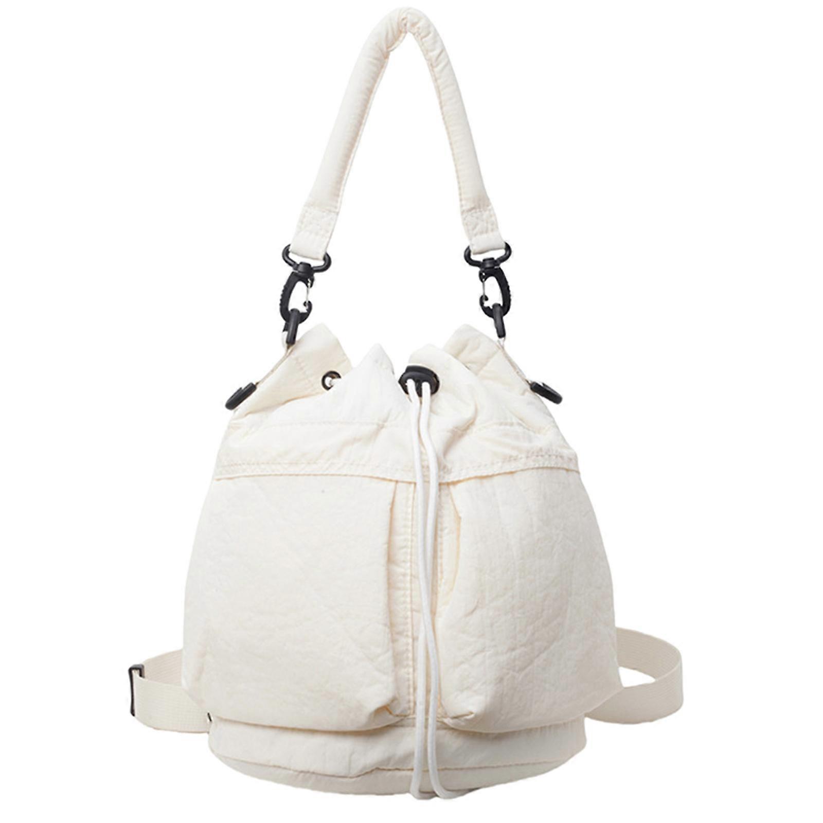 Trendy Women's Shoulder Bag with Ample Space Multi Functional Backpack Drawstring Handbag for Daily Use and Travel  White