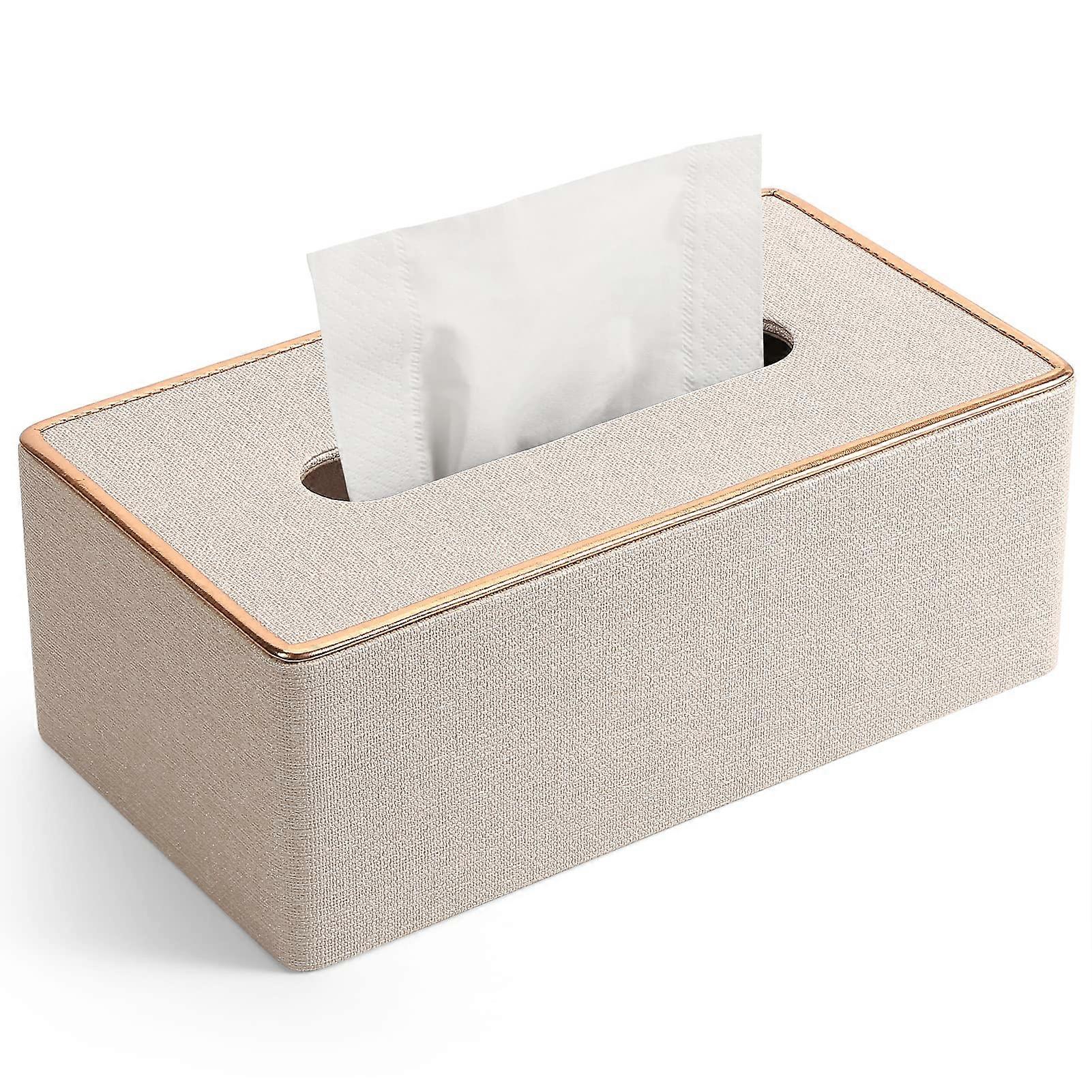 9.84"X5.23"X3.77" Rectangular Beige Tissue Box Cover for Home Décor and Office Use, Stylish Tissue Holder in Durable Material