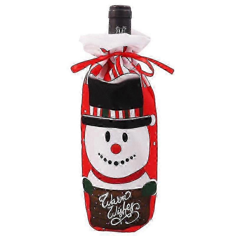 Vánoční obaly na láhve na víno Set Santa Clause, Sněhulák a sobí sobí stahovací tašky
