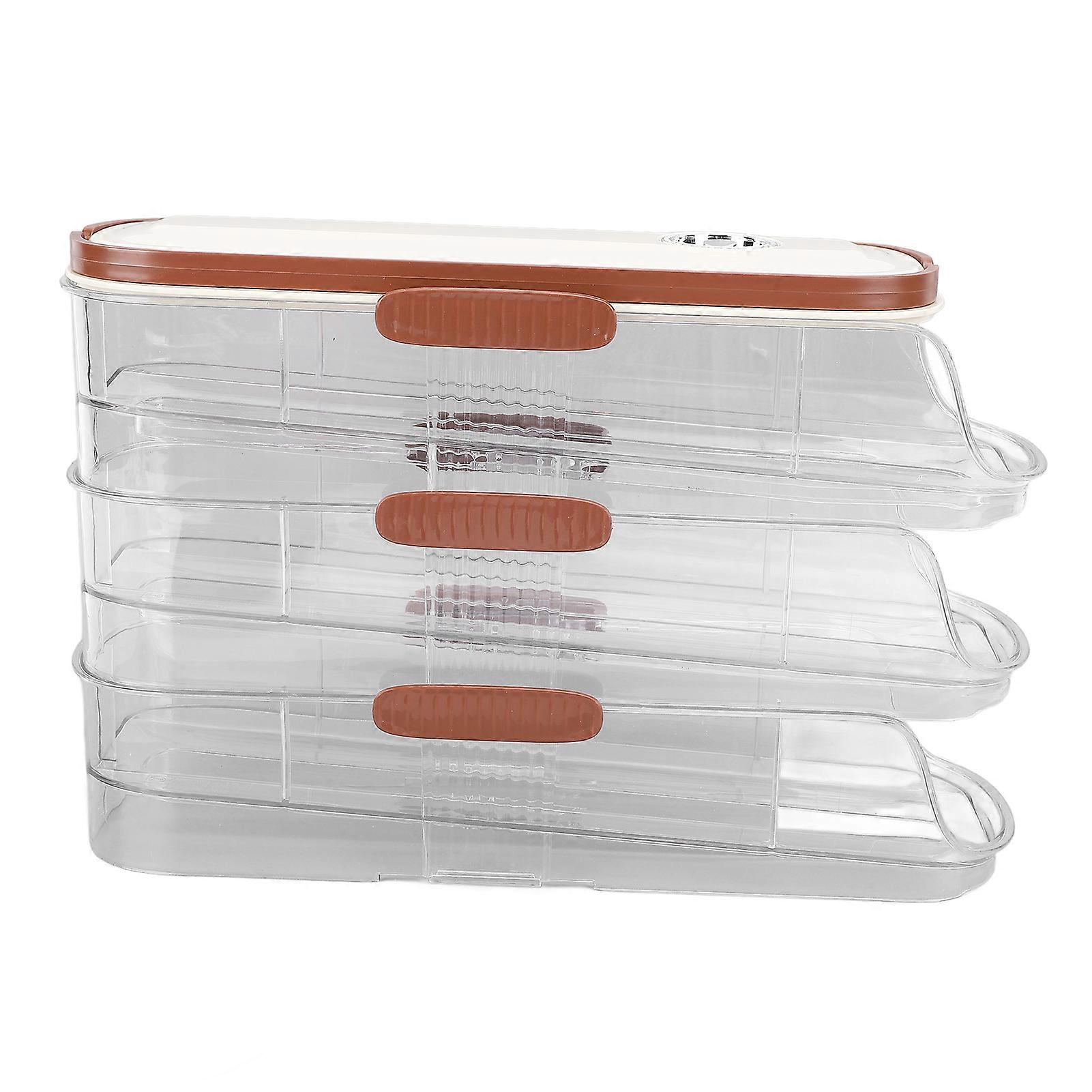 3 Layer Automatic Rolling Egg Storage Box Egg Organizer Egg Storage Container with Lid for Refrigerator Single Row